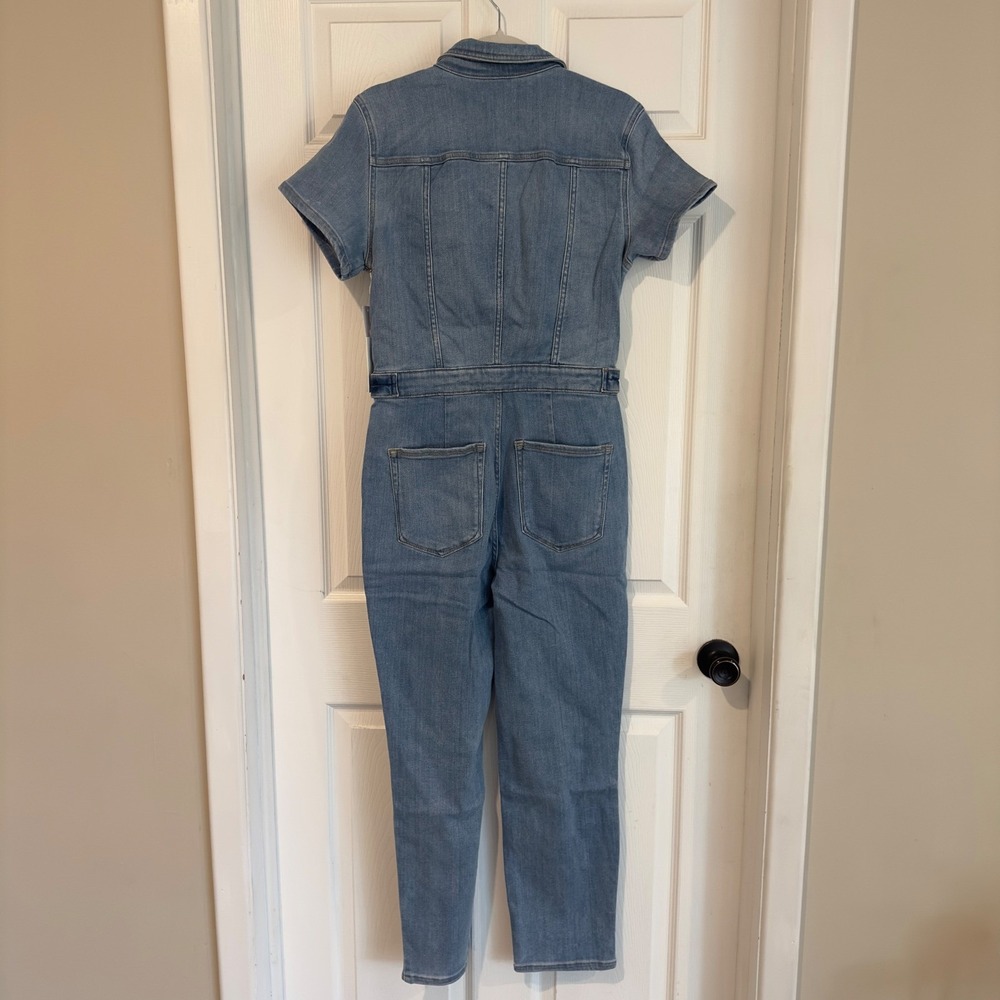 Good American Fit For Success Denim Jumpsuit Blue Short Sleeve GMJS731SO Size L - Picture 8 of 11
